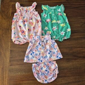 Carters Girls Summer Floral Romper Set Size 9M
